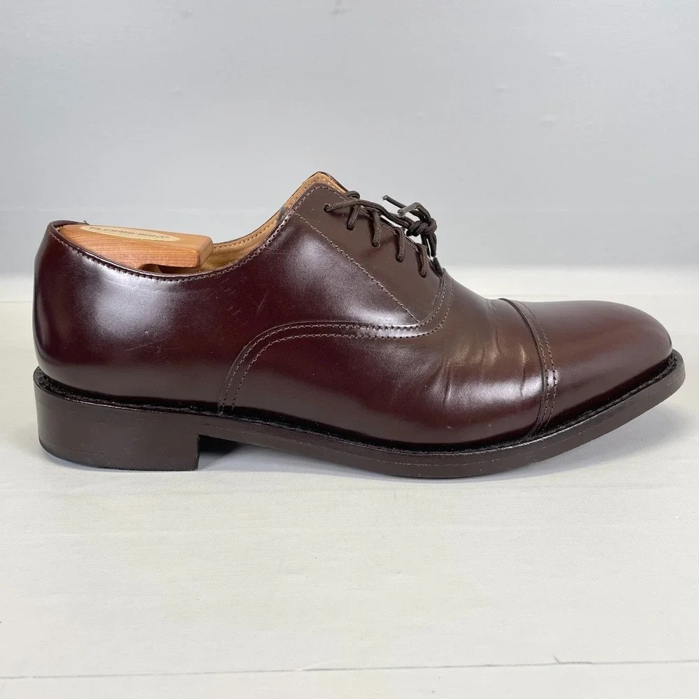 Samuel Windsor Oxford Cap Toe Dress Shoes Mens Size 8.5 Brown Leather Lace Up